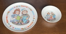Oneida Deluxe 1969 Raggedy Ann  Andy Children  s Plate and Bowl Set Vintage