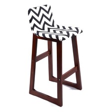 NEW MODERN WOOD/FABRIC CHEVRON BARSTOOL - 28.5" CONTEMPORARY BAR/COUNTER STOOL