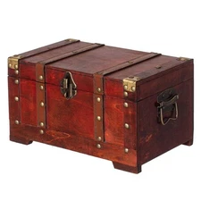 Storage Box Decorative Trunk Multi-Function Vintage Small Wooden 6.3"H x 11"W
