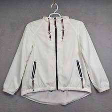 Tommy Hilfiger Jacket Womens S White Windbreaker Mesh Lined Hiking Outdoor Sport