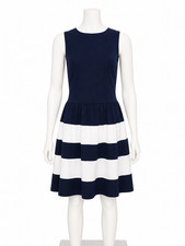 Madewell Dress Navy & White Stripe Women's Sleeveless Fit and Flare Size Medium