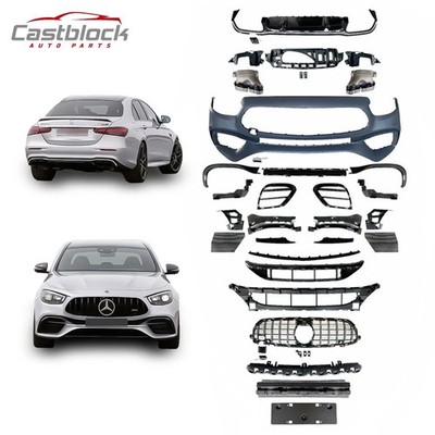 For 21-23 Mercedes E-Class W213 to E63 Front Bumper+Sport Rear Diffuser Exhaust