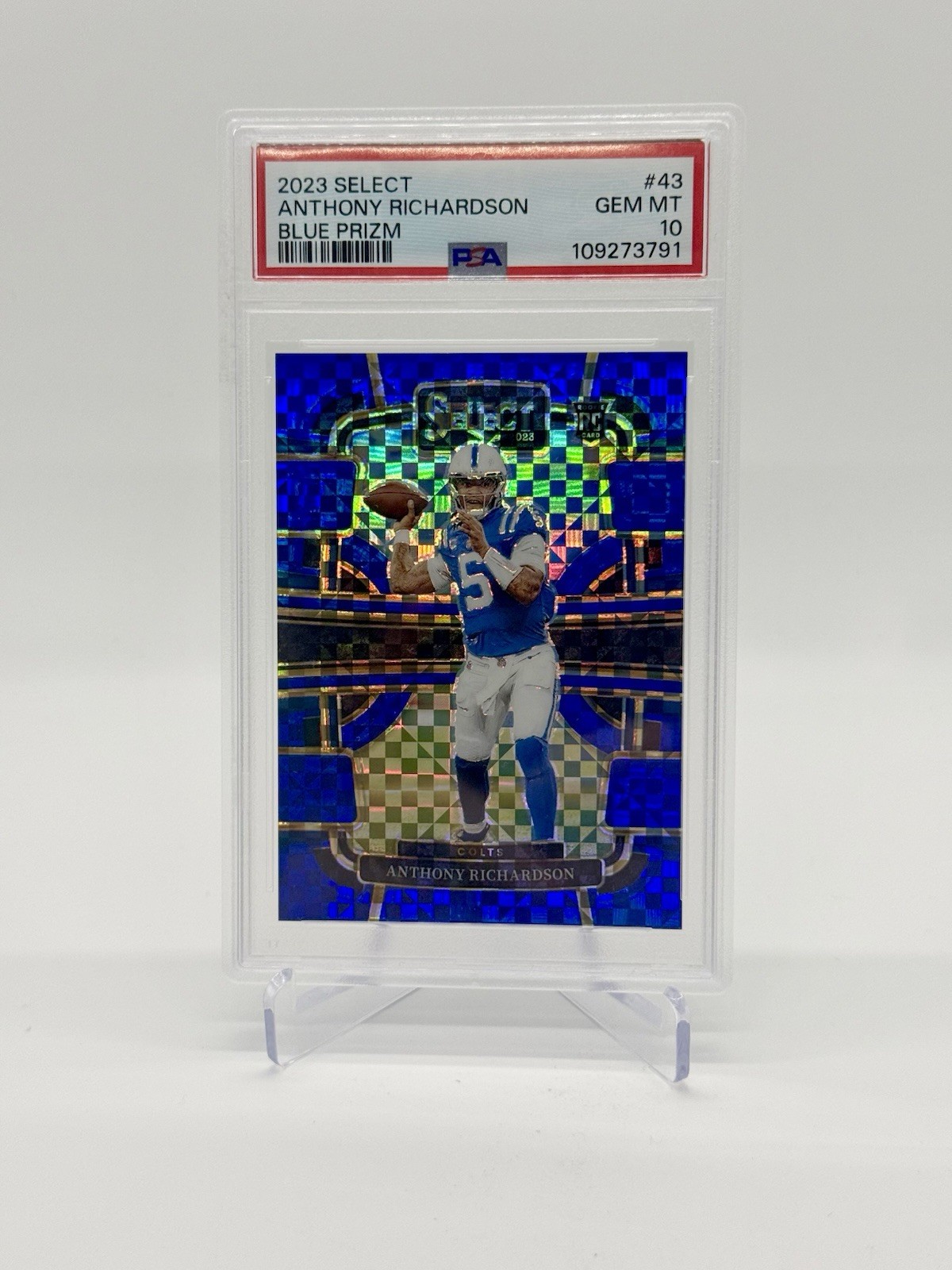 2023 Select #43 ANTHONY RICHARDSON Blue Prizm SP /199 PSA 10 - COLTS