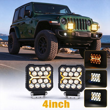 Pair 4 Square Led Work Light Spot Pods Amber Flash Fog Driving Offroad Atv Utv Pair 4 Square Led Work Light Spot Pods Amber Flash Fog Driving Offroad Atv Utv