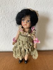 Vtg Circa 1940s Hawaiian 6  Hula Girl Doll Macrame Skirt Lei Jointed