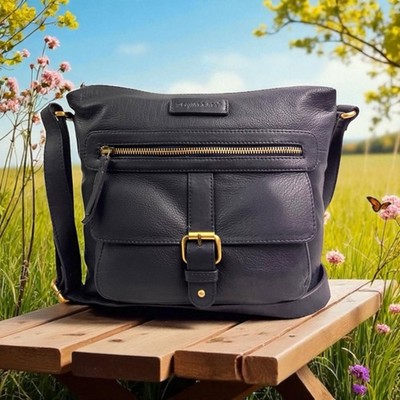 Rowallan Of Scotland Medium Navy Blau Leder Crossbody Schultertasche 2843
