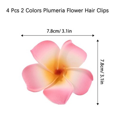 4Pcs Hawaiian Flower Hair Clips for Women, White and Pink  display picture 1