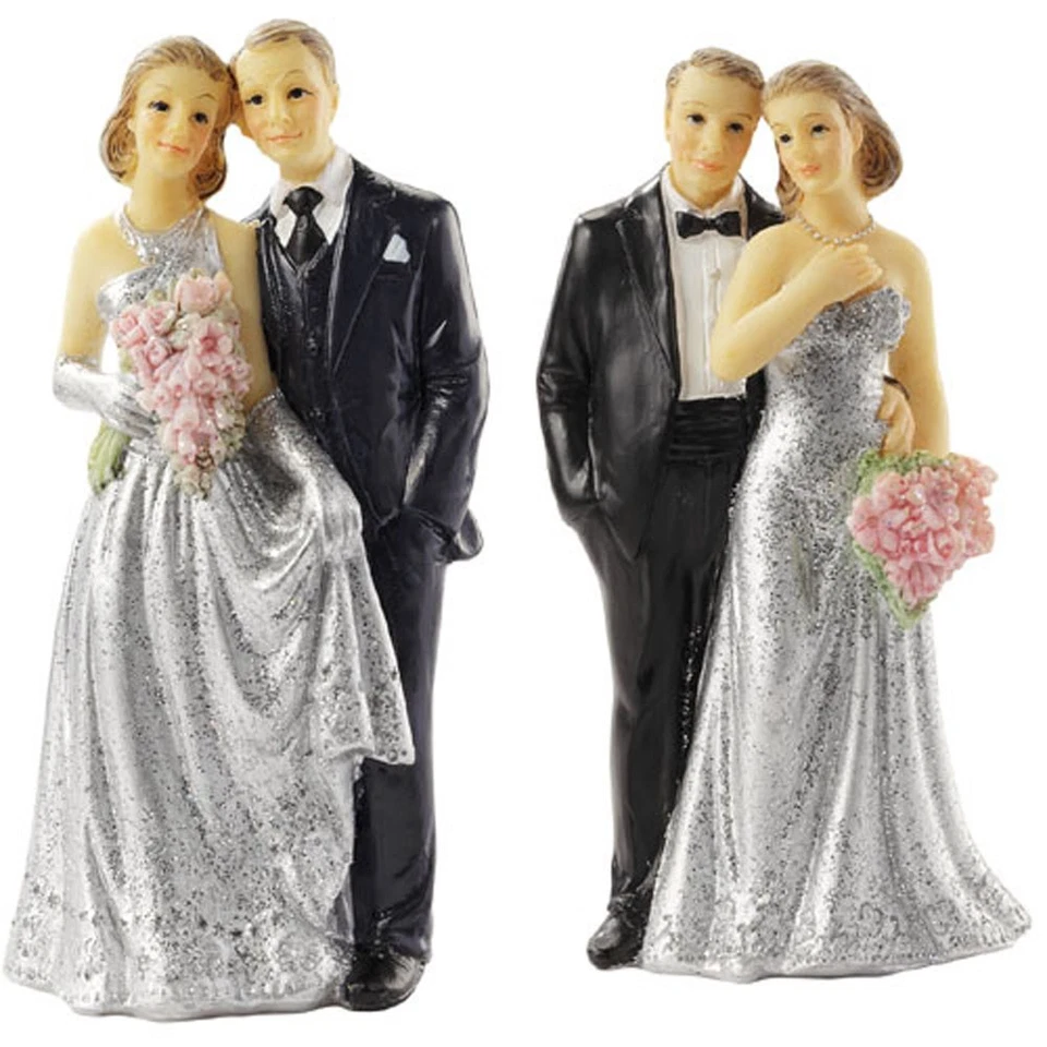 Figura Di Torta Anniversario D'Argento Decorazione Torta Sposi 10cm C O D - Immagine 2 di 4