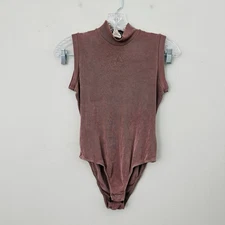 Claudia Richard Brown Short Sleeve High Neck Body Suit Women’s Size S