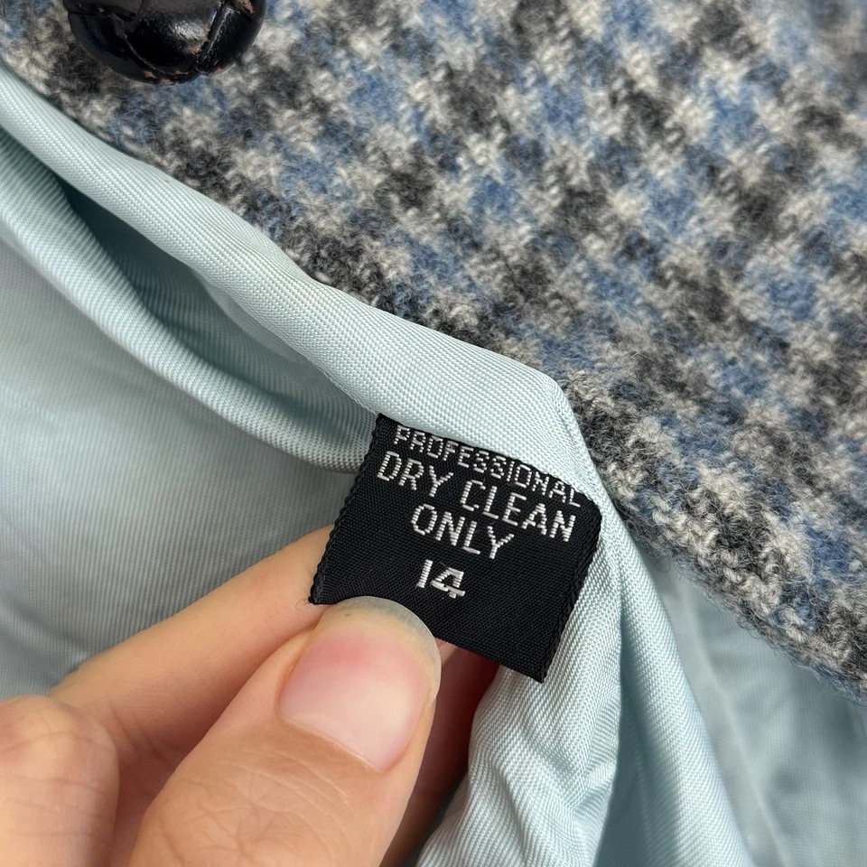 Conjunto Abrigo Falda Tweed Vintage Avgvstvs Mujer 14 Lana Cuadros Clásico Carrera Oficina Foto 4 de 4