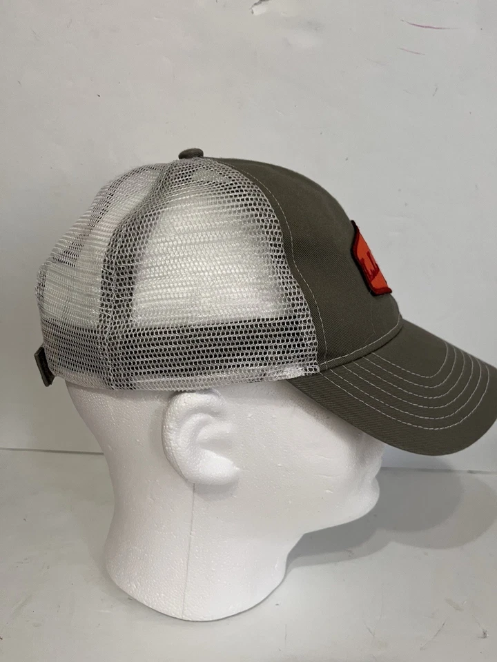 LL Bean крышка водитель грузовика бейсбол 1912 оранжевый нашивка регулируемая сетка назад серый белый - Изображение 4 из 4