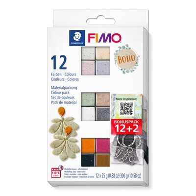 FIMO soft Materialpackung Boho Effect 12 Farben Set 25g