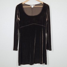 Vtg Express Brown Velvet Babydoll Mini Dress 9/10 Fairy Grunge Whimsigoth Witchy