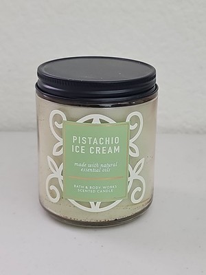 Bath Body Works Green PISTACHIO ICE CREAM Single Wick Candle 7oz NEW!