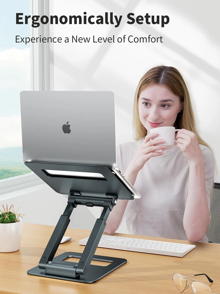 Adjustable 360 Rotating Telescopic Laptop Stand for Desk Pull Out Design