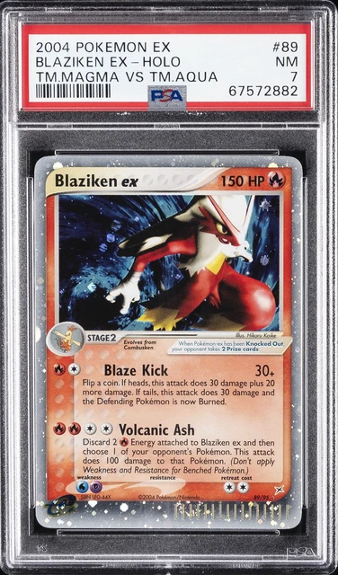 2004 POKEMON EX TEAM MAGMA VS TEAM AQUA #89 BLAZIKEN EX-HOLO PSA 7