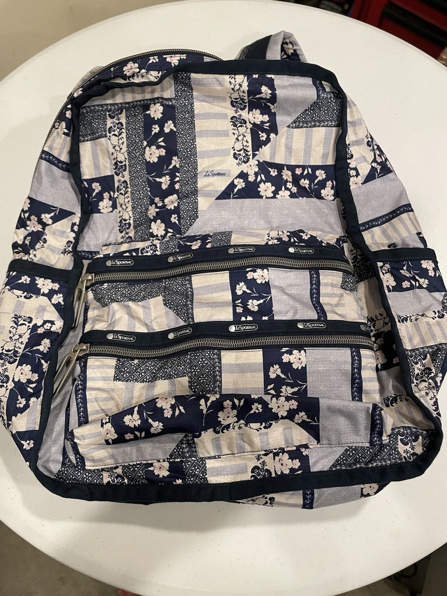 Le Sportsac Essential Function Patchwork Backpack Blue White Floral Zip Pockets Le SportSac Blue Bags & Handbags for Women for sale | eBay main image 3