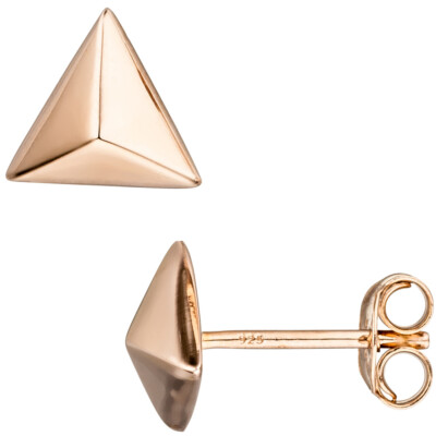 Ohrstecker Ohrringe Ohrschmuck, dreieckige Pyramide 925 Silber Rotgold vergoldet