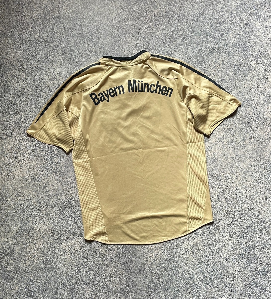 BAYERN MUNCHEN 2004-2005 AWAY SHIRT FOOTBALL GOLD JERSEY ADIDAS