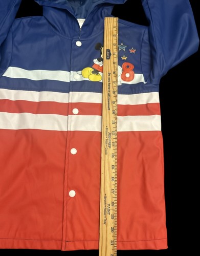 Disney Store Mickey Mouse 28 Kids 5T Raincoat Red White Blue Has Wear Read - Picture 7 of 23