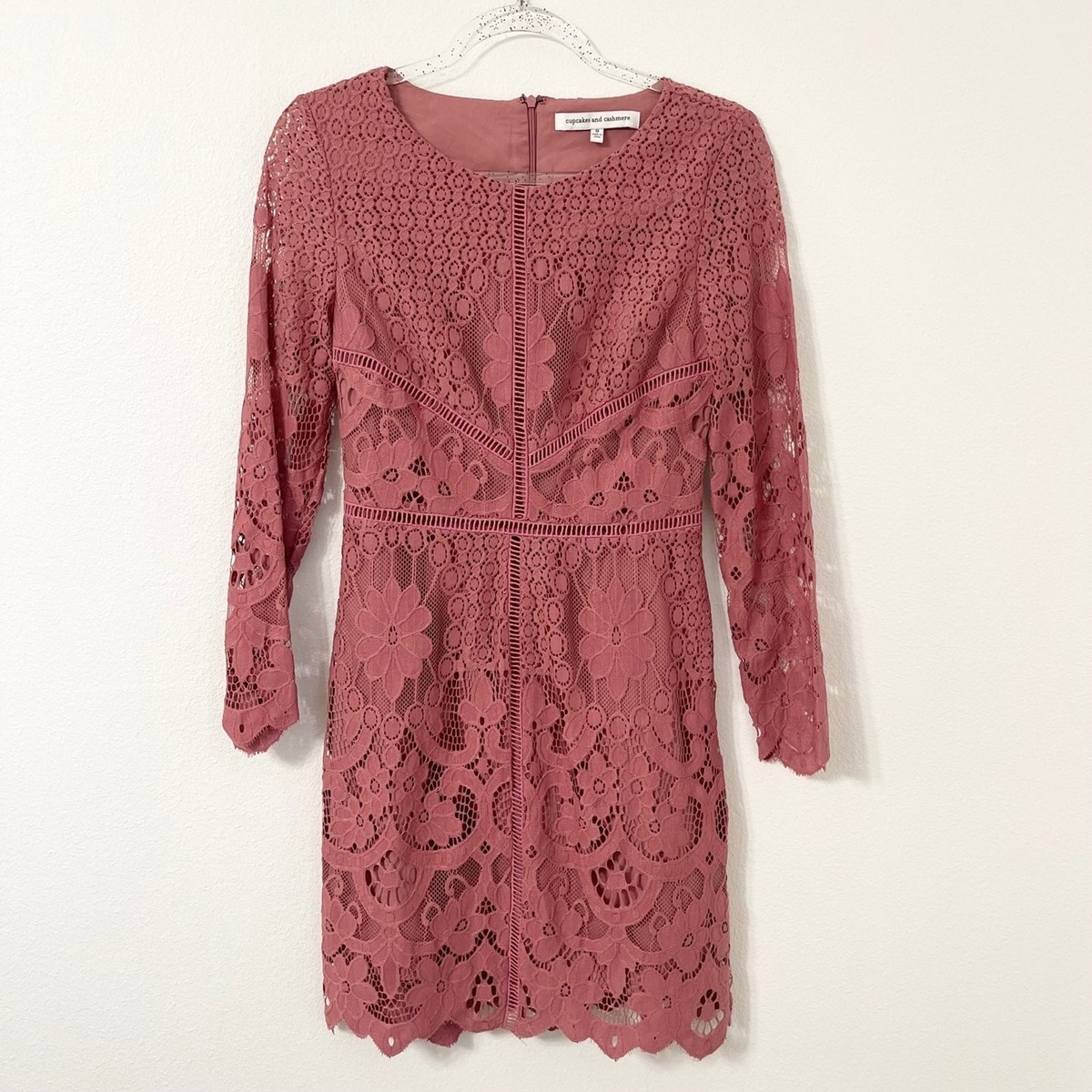 Cupcakes and Cashmere Pink Lace Long Sleeve Dress. Size 0