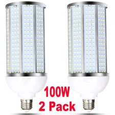 2 Pack 1000W Eq. LED Corn Light Bulb 100W 12000lm 5000K Cool Daylight White E26