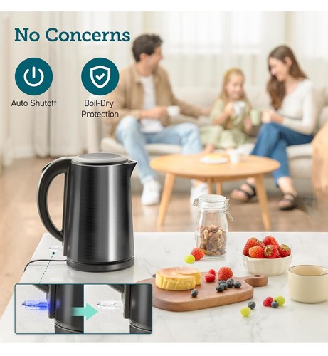 Hervidor eléctrico COSORI acero inoxidable doble pared 1,5 L frío al tacto aislante - Imagen 5 de 7