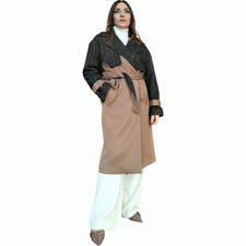 Cappotto donna SUSY MIX bi-tessuto in misto lana doppiopetto modello trench
