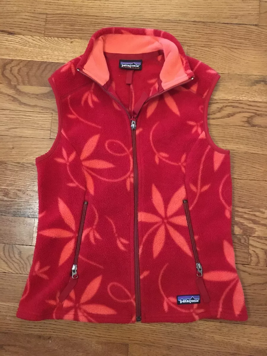 Patagonia Women's S Red Synchilla Fleece Vest Front Full Zip Pockets Cozy  EUC