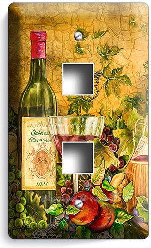 RUSTIC TUSCAN KITCHEN WINE BOTTLE WINEGLASS LIGHT SWITCH OUTLET WALL PLATE DECOR - Picture 10 of 32