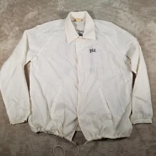 VTG Chalk Line Mens XL White Button Up Coaches Jacket Chain Stitched Look