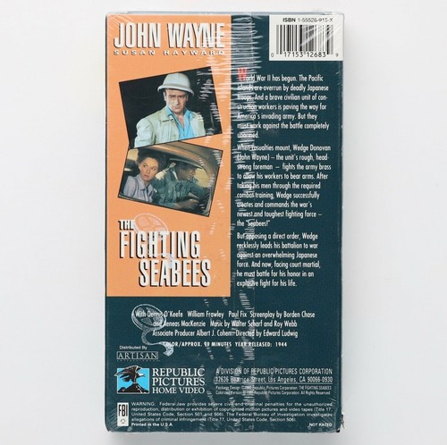 The Fighting Seabees VHS New Sealed John Wayne, Susan Hayward - Picture 2 of 2