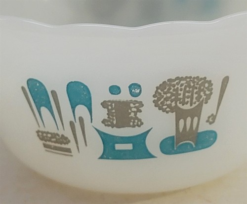 Vintage MCM Royal China Blue Heaven Weiß Milchglas Auflaufförmchen Pudding Dessert Tasse - Bild 7 von 7