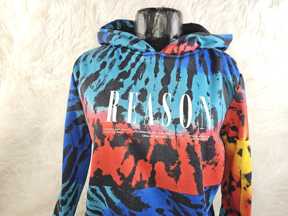 REASON MEN'S CLOTHING MULTI-COLOR PULLOVER HOODIE SWEATSHIRT