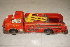 Vintage 1940s Marx Friction Powered VFD No. 1 Fire truck missing Ladder