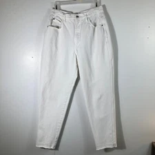 Womens Vintage Gitano High Rise Mom Jeans White Raw Hem 28"
