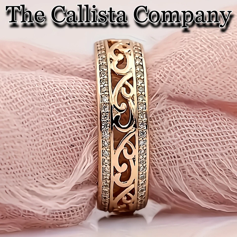 30K+ Vendido BANDA ETERNIDAD DORADA ELEGANTE 3A+ CIRCONITA TRANSPARENTE CORTE RD CREADO EN LABORATORIO TALLA 5-9 ✓ Foto 3 de 4