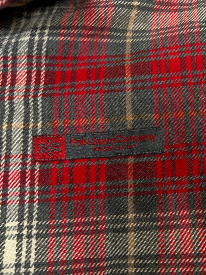 polo jeans co. Ralph Lauren talla S Camisa aislante cremallera completa vintage rayas rojas Foto 3 de 4