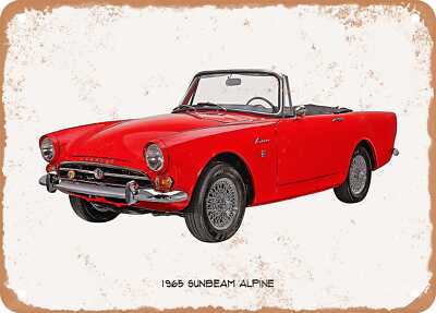 Classic Car Art - 1965 Sunbeam Alpine Oil Painting - Rusty Look Metal Sign