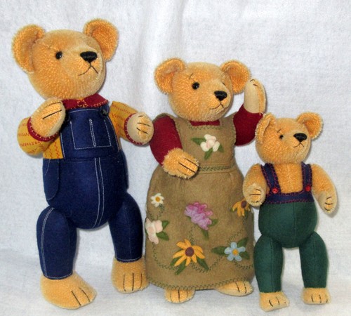 Vintage 1999 Artisan Patty Gohman Goldilocks 3 Bears - 13" Papa 12" Mama 9" Baby - Picture 7 of 8