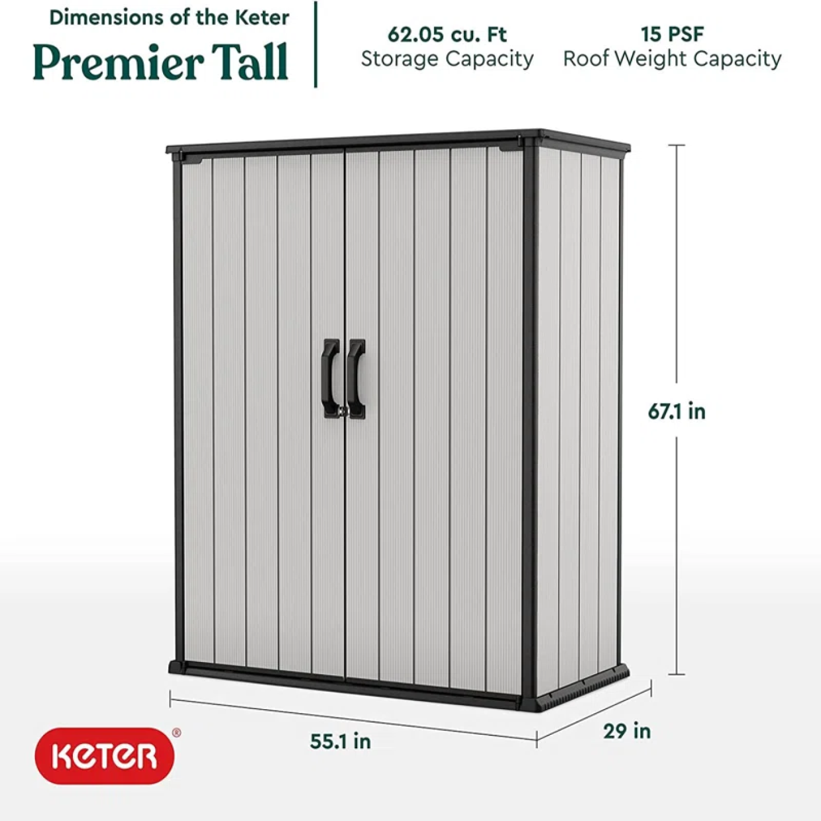 Premier Tall Vertical Outdoor Indoor Storage Shed Weatherresistant