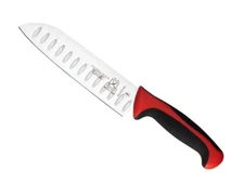Mercer Culinary Millennia Colors Santoku Knife, 7-Inch Granton Edge, Red