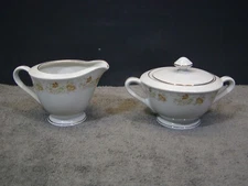 VINTAGE SPRING GARDEN JAPAN FLORAL CREAMER AND LIDDED SUGAR BOWL SET