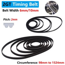 2mm Pitch 2GT Rubber Timing Belt Closed Loop 6mm/10mm Width for CNC, 3D Printer