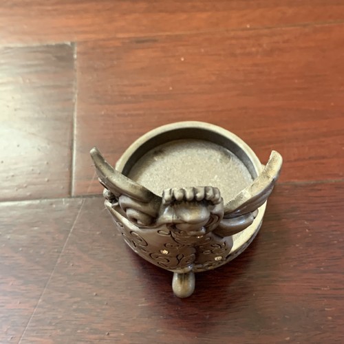 Angel Votive Candle Holder Pewter Carved Scroll Work Sparkle Holiday Christmas - Picture 7 of 9
