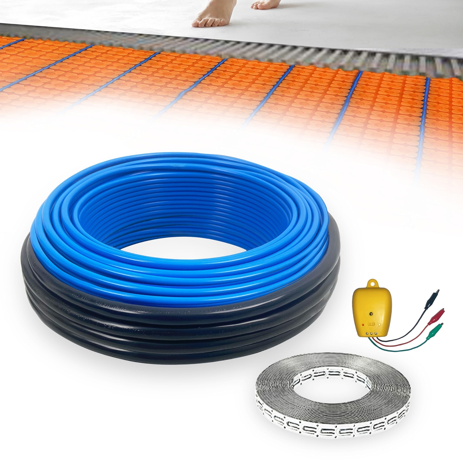 Heated Floor Cable Underfloor Heating Kit with Guide and Alarm Monitor