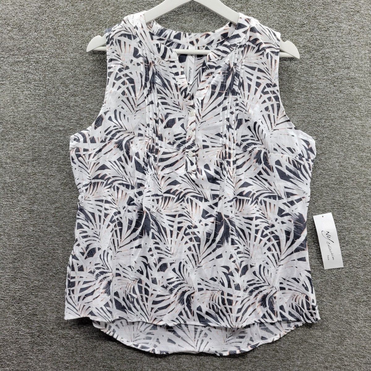 売れ筋商品|||ニューヨークコレクション カットソー トップス レディース Petite Sleeveless Printed Pintucked Blouse Black Palmdive NY Collection Blouse Petite Medium White Black Sleeveless