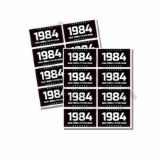 1984 Stickers Sheets Make Orwell Fiction Again - BLACK 2024 Bulk 16 MINI Decals