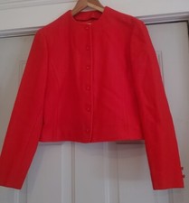 Pendleton 100 Pure Virgin Wool Collarless Cropped Red Blazer Jacket Size 12