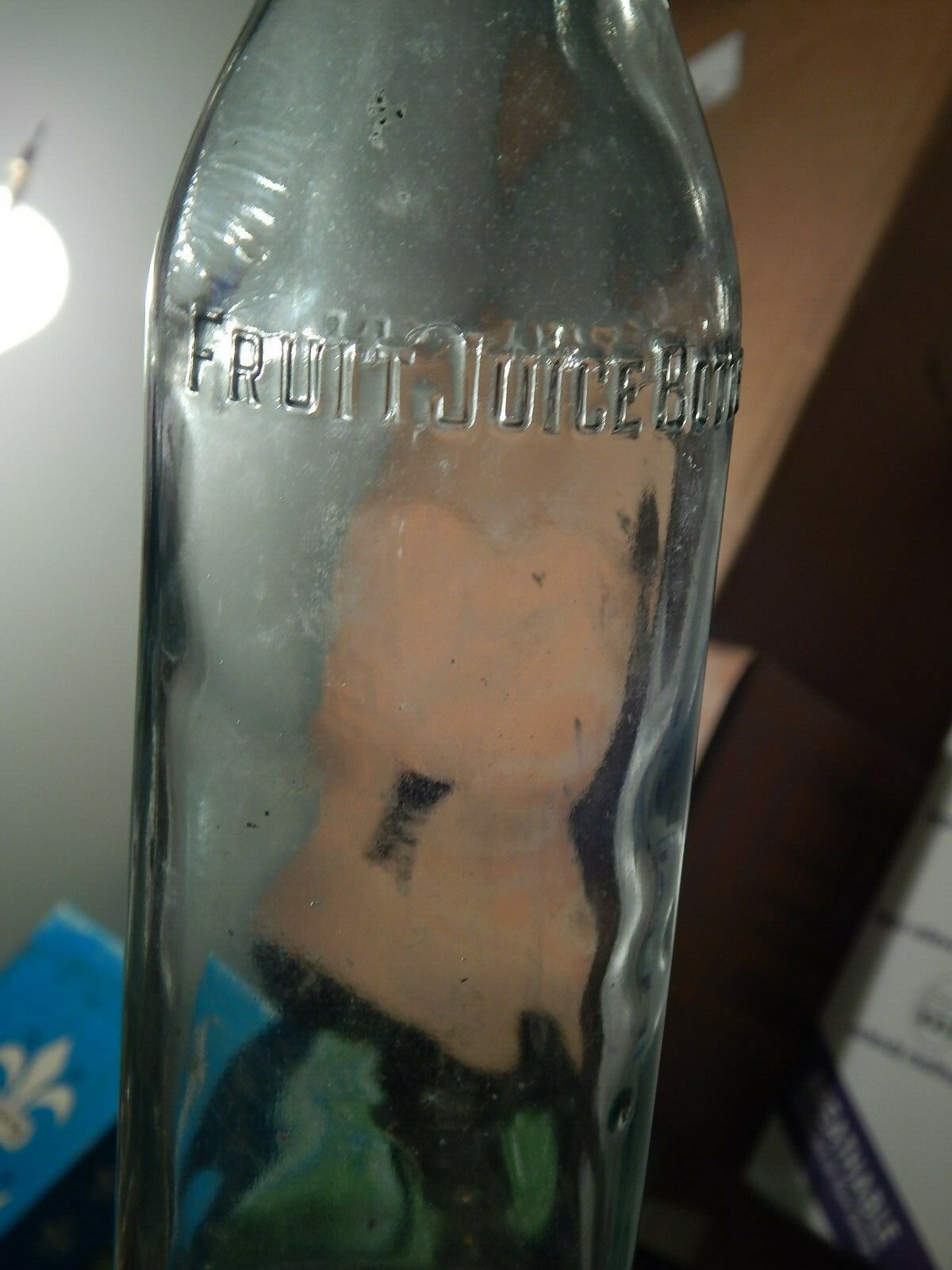 Fowlers One Pint Fruit Juice Bottle w/ Cola Cap Embossed Glass